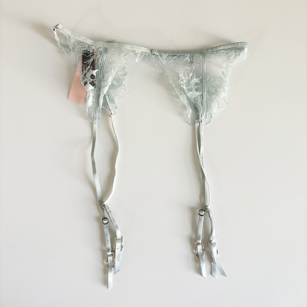 NWT Victorias Secret Womens Mint Floral Lace Very Sexy Coquette Garter Belt XS/S